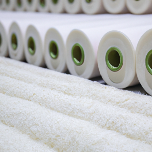 Pet carpet protectors for painting baseboards are glued to white felt rolls in Chinese factories,