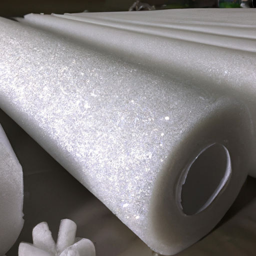 Chinese factories produce white glittering felt pet felt rolls with logos, measuring 1m x 10m,